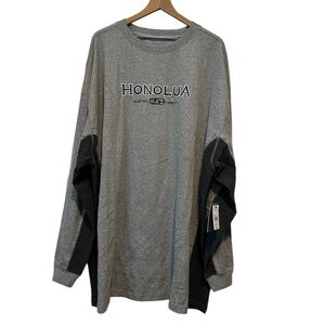 NWT Honolua Surf Co Heavyweight Long Sleeve 4X HI Side Seams Gray/Dark G…